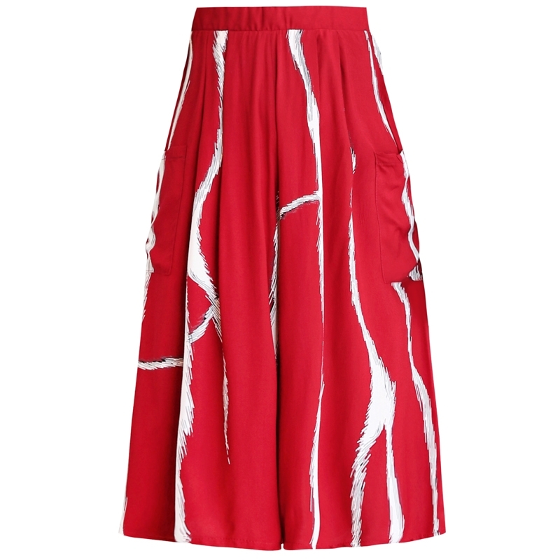 Floral Print Wide Leg Pants Women Summer Boho Loose Calf-Length Trousers Korean High Waist 211115