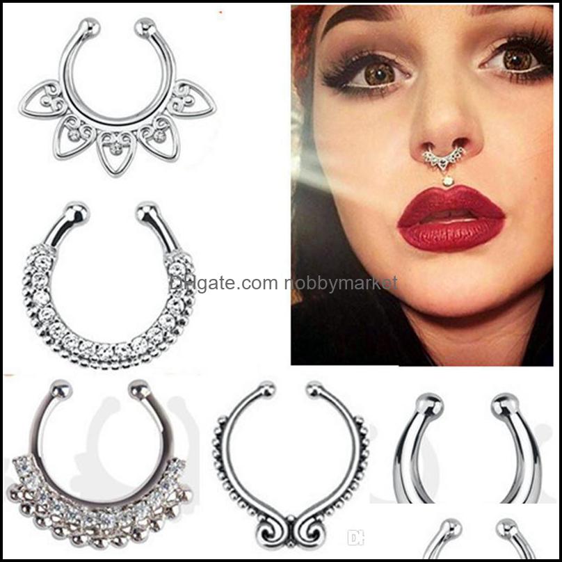 Nose Rings & Studs Body Jewelry Fashion Fake Septum Medical Titanium Ring Piercing Sier Crystal Indian Clip Hoop For Women Girls Gift Drop D, Silver
Nose Rings & Studs Body Jewelry Fashion Fake Septum Medical Titanium Ring Piercing Sier Crystal Indian Clip Hoop For Women Girls Gift Drop D, Silver
