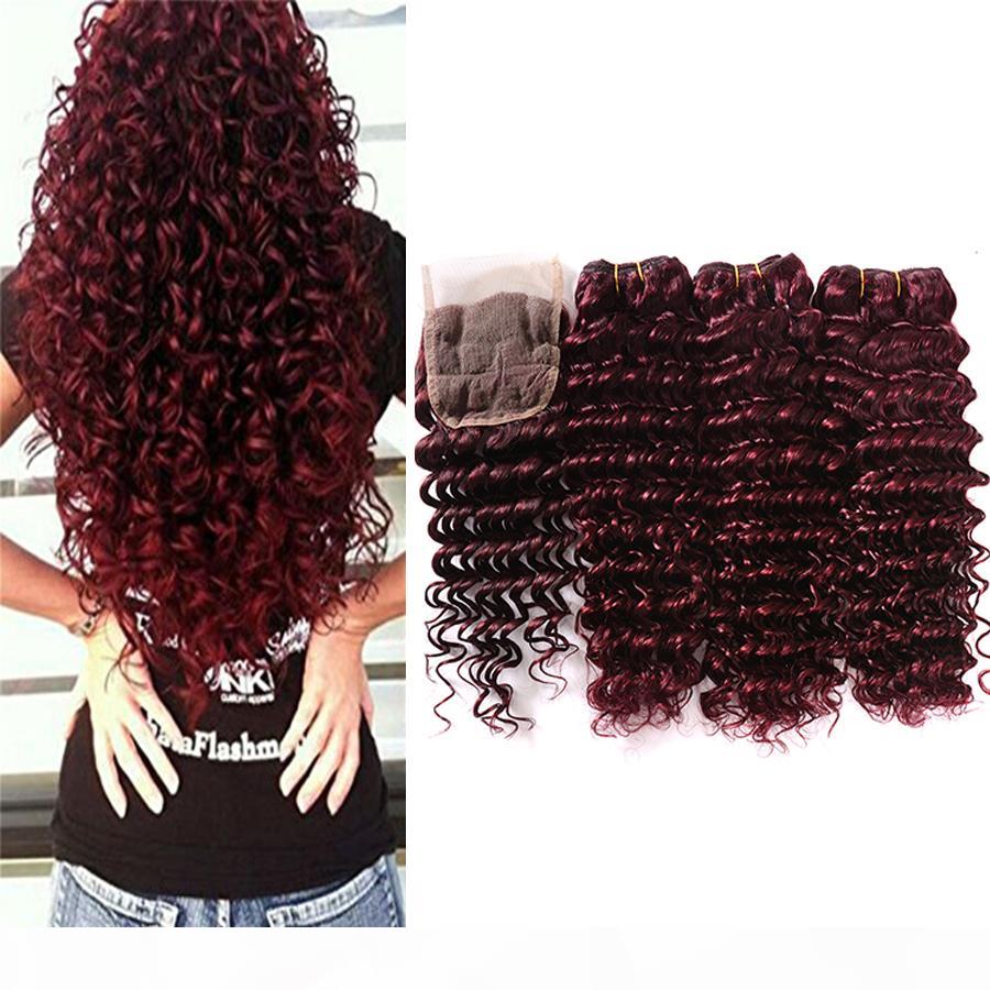 Burgundy Lace Closure Deep Wave Brazilian Human Hair Wine Red Raw Deep Curly Ocean Wave 99j Hair Extension Weave Wavy Bundles With Closure, Black;brown
Burgundy Lace Closure Deep Wave Brazilian Human Hair Wine Red Raw Deep Curly Ocean Wave 99j Hair Extension Weave Wavy Bundles With Closure, Black;brown