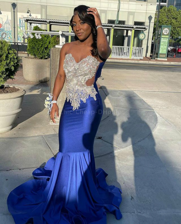 2021 Plus Size Arabic Aso Ebi Mermaid Royal Blue Prom Dresses Beaded Crystals Sheer Neck Evening Formal Party Second Reception Gowns Dress ZJ244