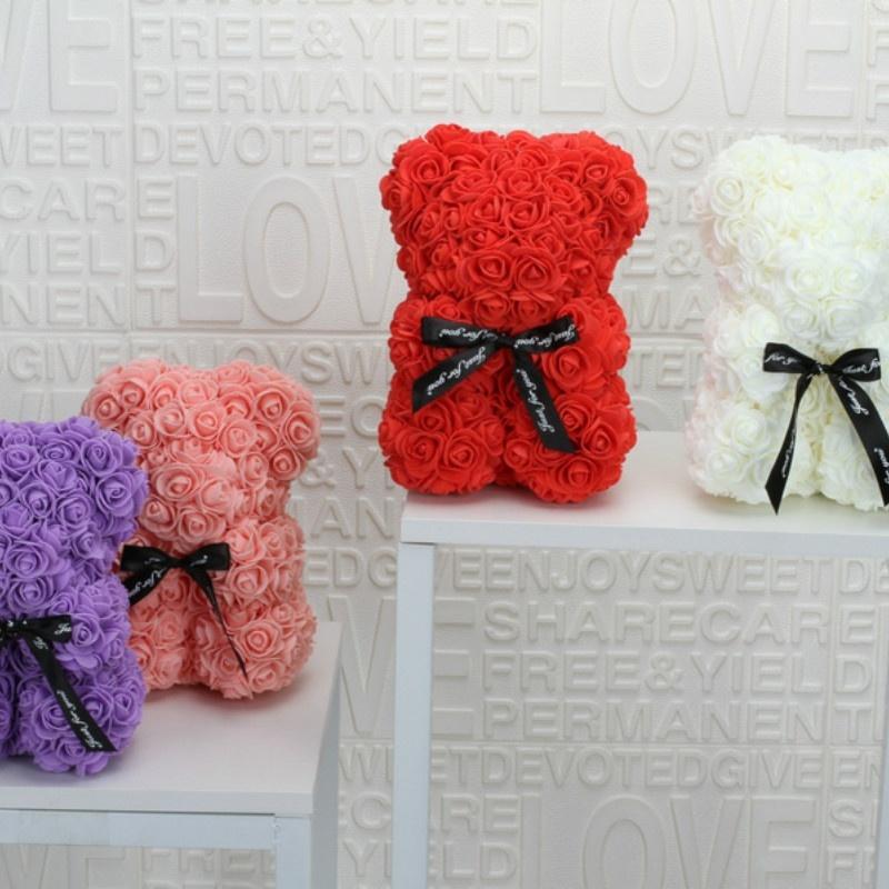 Decorative Flowers & Wreaths Romantic Valentine's DayCreative Eternal Flower Rose Bear Christmas Gift Hug Wedding Decoration