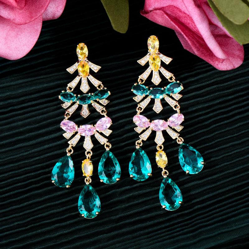 Dangle & Chandelier GODKI Trendy Water Drop Earrings For Women Wedding Party Multicolor Cubic Zircon Dubai Bridal Earring Boucle D'oreille 2, Silver
Dangle & Chandelier GODKI Trendy Water Drop Earrings For Women Wedding Party Multicolor Cubic Zircon Dubai Bridal Earring Boucle D'oreille 2, Silver