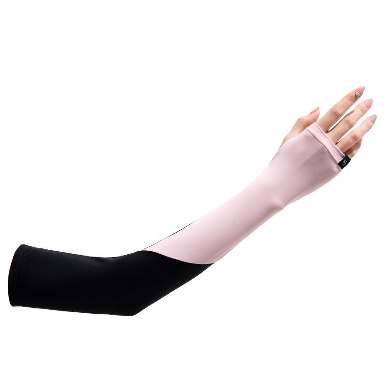Five Fingers Gloves Summer Women UV Sunscreen Sport Cycling Fingerless Stripe Sun Mitten Female Long Silk Touch Screen Driving Glove Sle
