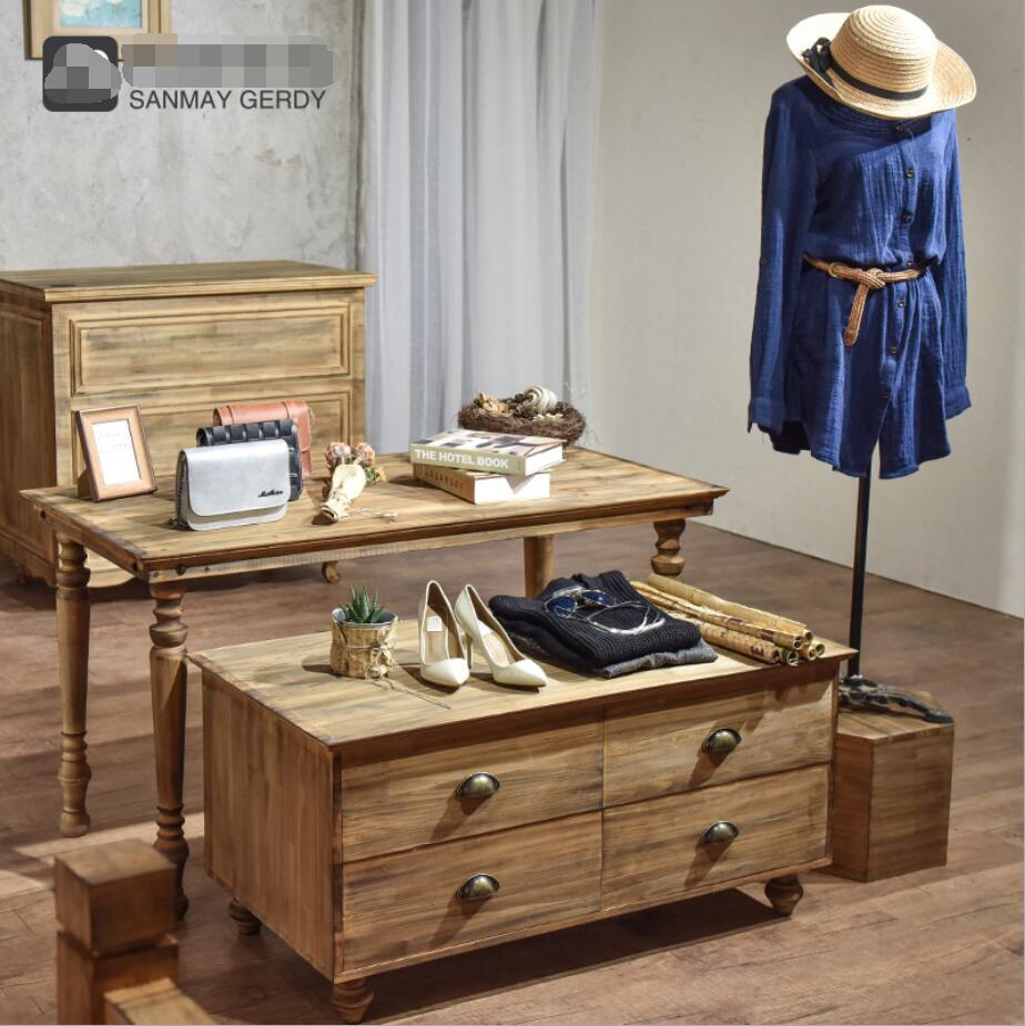 Commercial Furniture Clothes display rack simple water table combination clothing store front desk solid wood high and low floor type middle island sh