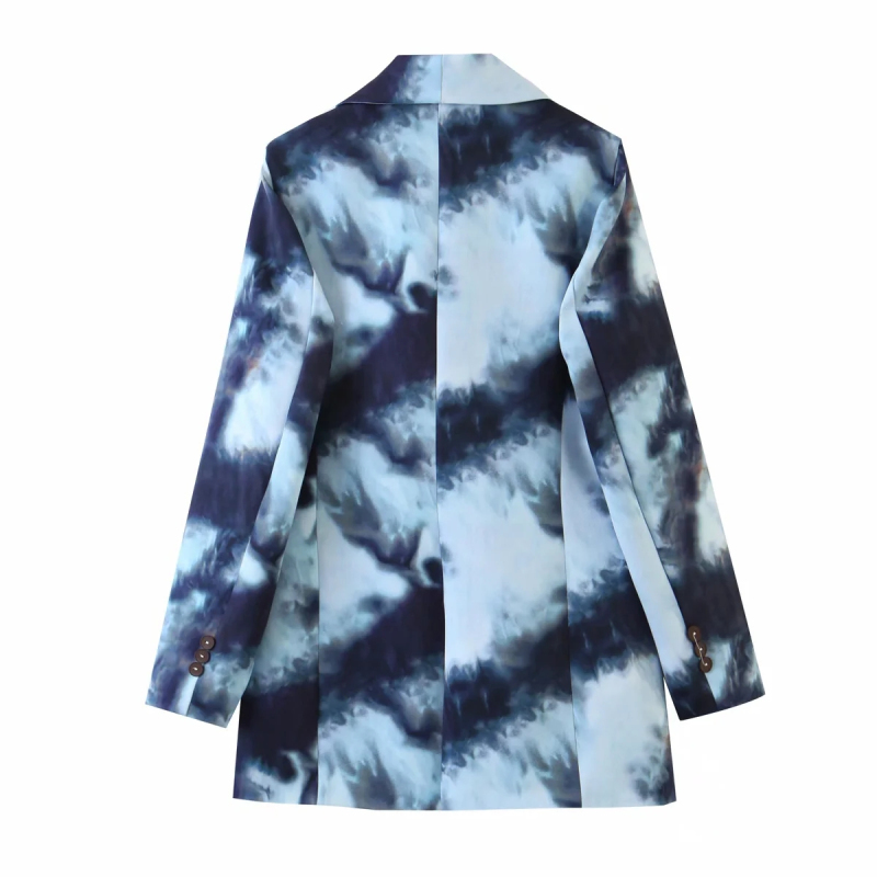 vintage women tie dye long blazer jackets fashion ladies elegant colorful jacket suits casual female chic suit girls 210430