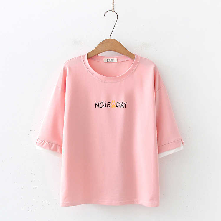 Hsa Basic Cotton T Shirt Women Summer Loose Cartoon Cats Printed Tees Casual Loose Tshirt Korean O Neck Female Tops 210716