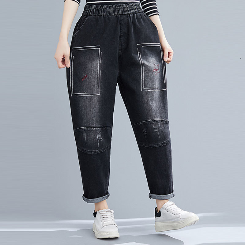 Women's Jeans Autumn Arts Style Women Elastic Waist Loose Casual Black Vintage Embroidery Denim Harem Pants Plus Size S65 UX7B
Women's Jeans Autumn Arts Style Women Elastic Waist Loose Casual Black Vintage Embroidery Denim Harem Pants Plus Size S65 UX7B