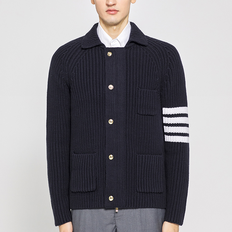 Tb Thom Fashion Brand Sweater Men Turn Down Collar Cardigans Clothing Striped Wool Cotton Solid Thick Winter Casual Coat, White
Tb Thom Fashion Brand Sweater Men Turn Down Collar Cardigans Clothing Striped Wool Cotton Solid Thick Winter Casual Coat, White