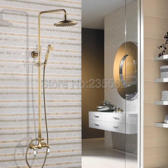 Classic Antique Brass Bathroom Dual Handle Rain Shower Faucet Set With Handheld Mixer Taps Lan103 Sets
Classic Antique Brass Bathroom Dual Handle Rain Shower Faucet Set With Handheld Mixer Taps Lan103 Sets