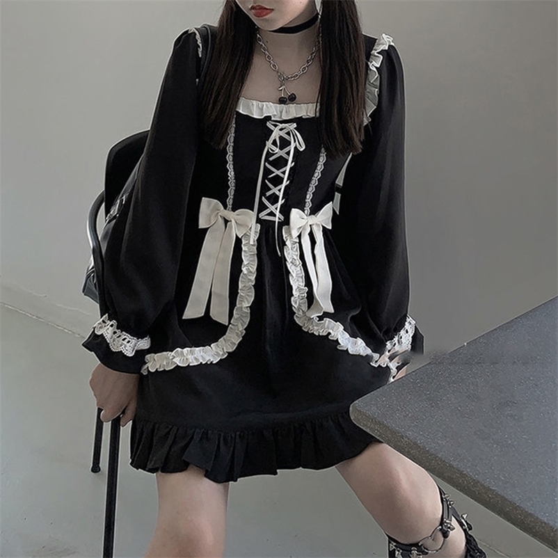 Paris Girl Japanese Lolita Gothic Mini Dress Patchwork Vintage Designer Japan Style Kawaii Clothes Fall Dresses For Women 210524, Black
Paris Girl Japanese Lolita Gothic Mini Dress Patchwork Vintage Designer Japan Style Kawaii Clothes Fall Dresses For Women 210524, Black