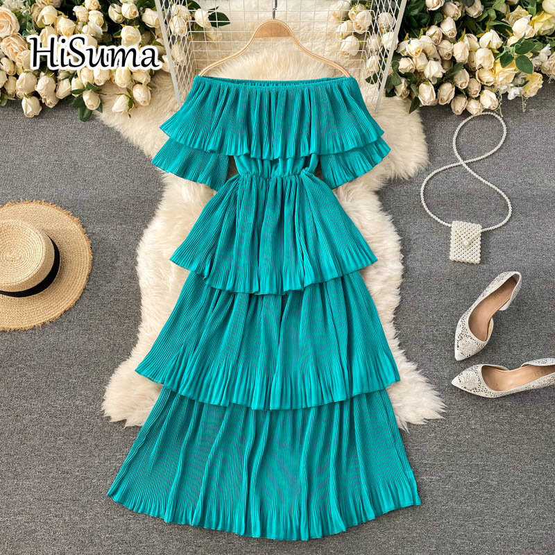 2021 spring new women slash neck layer ruffles slim chiffon tiered dress female chic elegant waist puff dresses, Black;gray
2021 spring new women slash neck layer ruffles slim chiffon tiered dress female chic elegant waist puff dresses, Black;gray