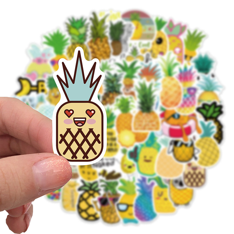 Pineapple Stickers 50pcs/Lot Cartoon DIY Graffiti Decals For Motorcycle Car Luggage Pad Phone Scooter Games Skateboard Laptop Guitar Toys Gift