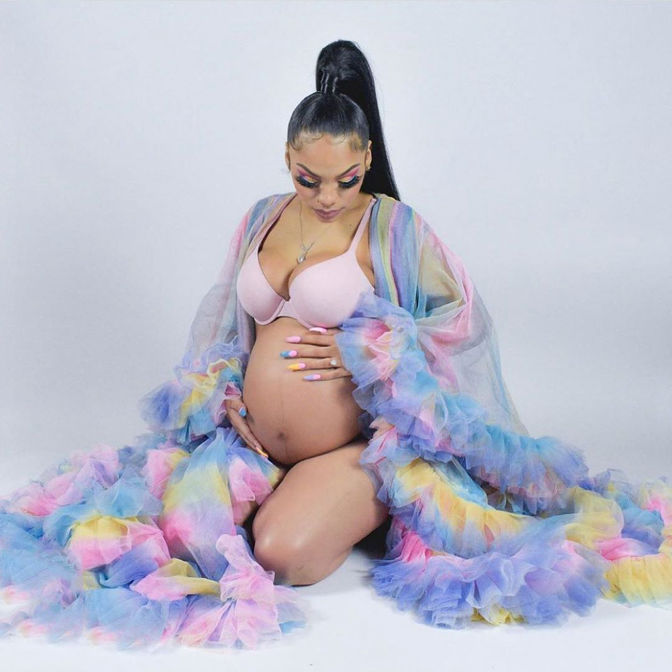 Rainbow Sexy Women Sleepwear Wedding Anniversary Pregnancy Lady Photography Dress Maternity Custom Made Long Sleeve Party Evening Gowns