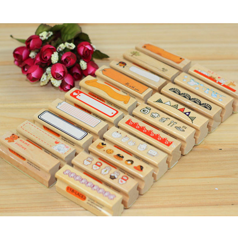 1Pcs Craft Ink Pad Home Office School Educational Supplies Wax Seal Stamps Wooden Rubber Stamp Seal Mini Wooden