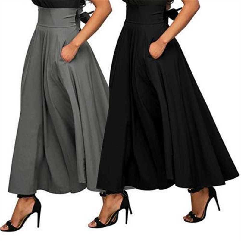 black cotton vintage high waist plus size summer saias casual loose maxi long skirt women skirts female streetwear clothes 210619