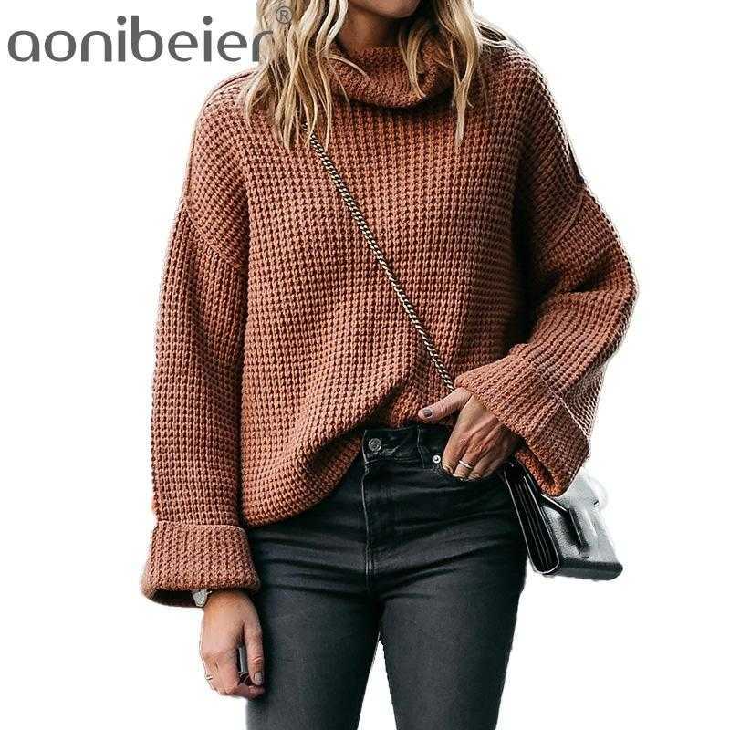 Aonobeier Plus Size Women Turtleneck Sweater Autumn Winter Ladies Knit Long Sleeve Pullover Casual Female Christmas Jumper 210604, Black 
Aonobeier Plus Size Women Turtleneck Sweater Autumn Winter Ladies Knit Long Sleeve Pullover Casual Female Christmas Jumper 210604, Black
