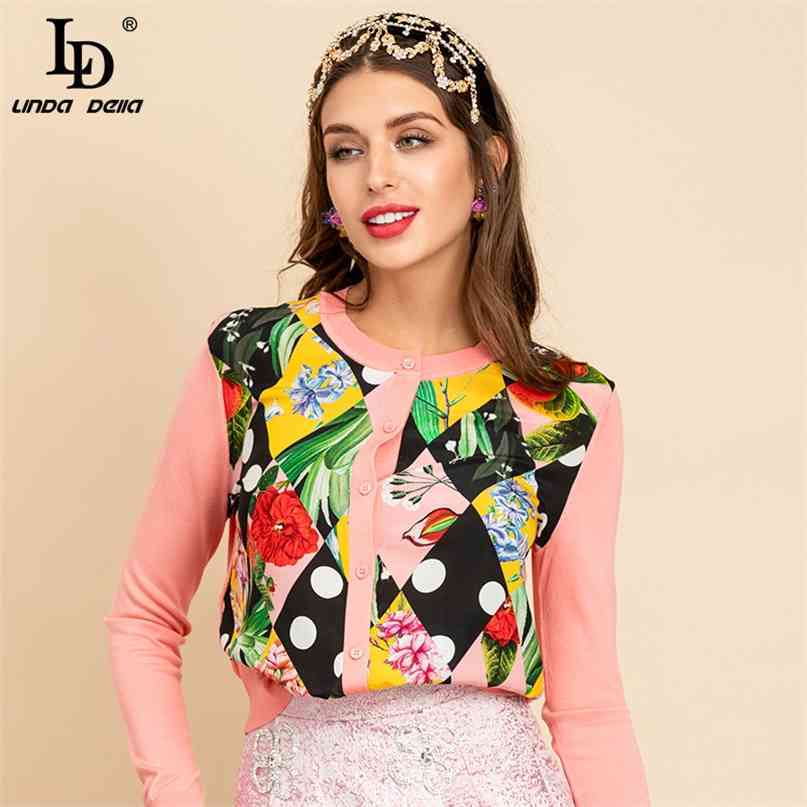 Fashion Designer Spring Summer Pink Knitting Tops Women Long sleeve Floral print Cardigan Silk Sweaters 210522, Black
Fashion Designer Spring Summer Pink Knitting Tops Women Long sleeve Floral print Cardigan Silk Sweaters 210522, Black