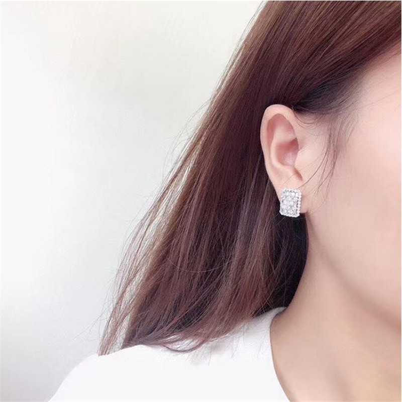 Designer jewelry Top Sell Wedding Jewelry Sets Sterling Sier Ins Stud Earring T Princess Cut White Topaz CZ Dia Women Band Ring Clavicle Necklace Gift