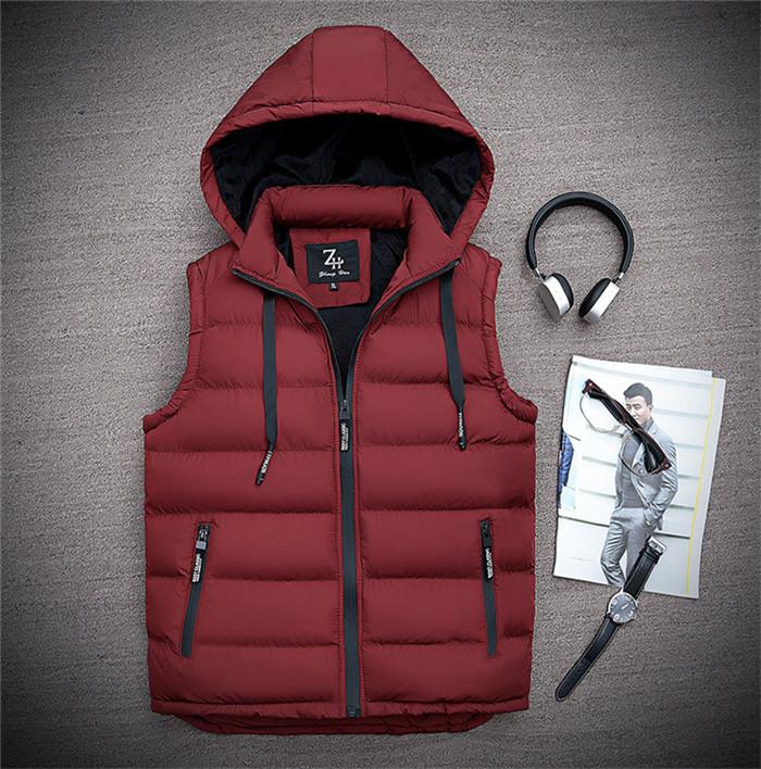 Fashion Autumn Winter Vest Men High Quality Hooded Thick Warm Sleeveless Jacket Waistcoat Men's Vests