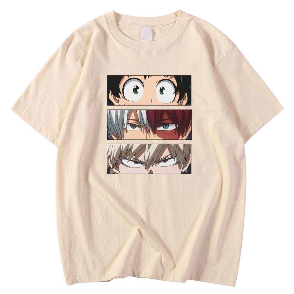 Oversized Vintage Man Tees Shirt Spring Summer T Shirt Anime My Hero Academia Eyes Print Clothes Casual Style Tees Shirts Male Y0809