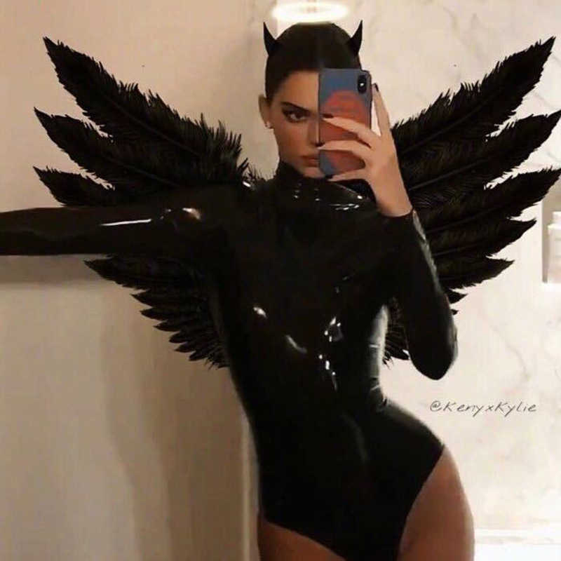 Colysmo PU Leather Sexy Bodysuit Women Black Long Sleeve Bodysuits Winter Turtleneck Slim Romper Club Overalls Body Mujer 210527