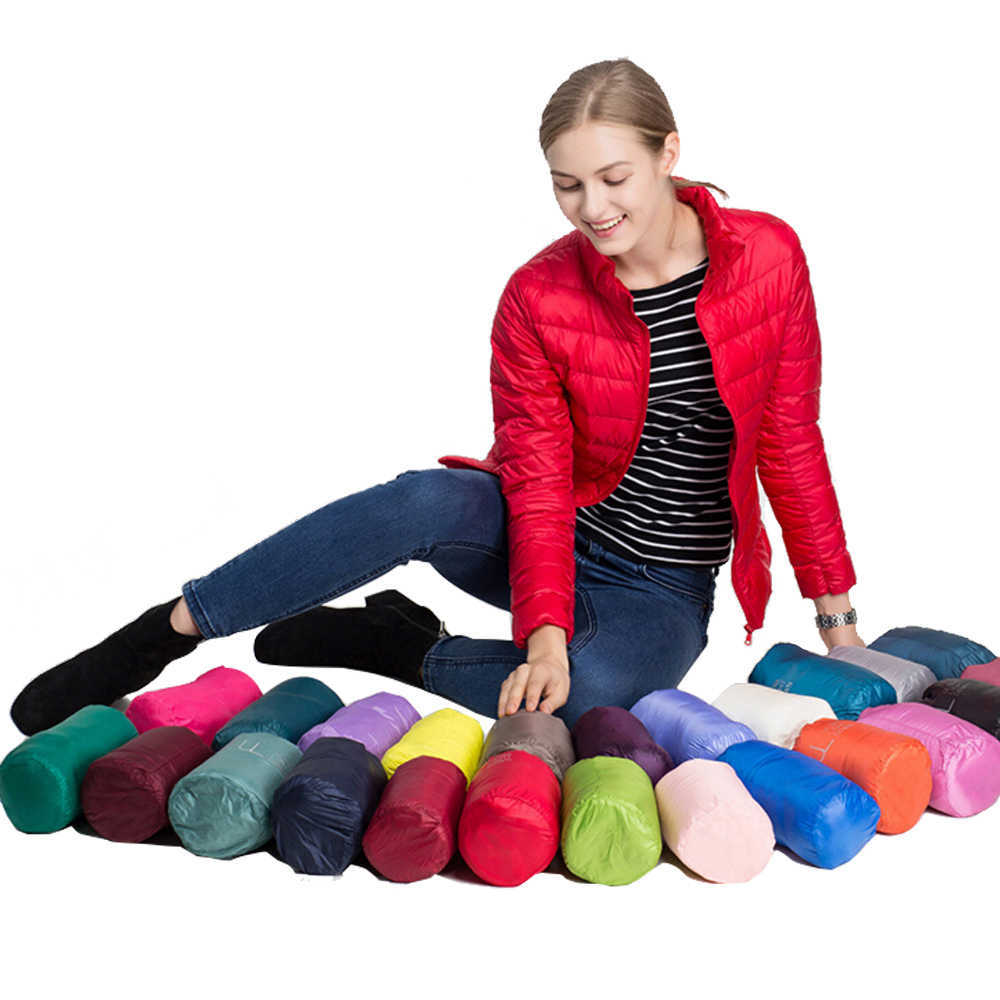 Johnature Women Coat Autumn Winter 90% White Duck Down Jacket 16 Colors Warm Slim Zipper Fashion Light Down Coat 210819