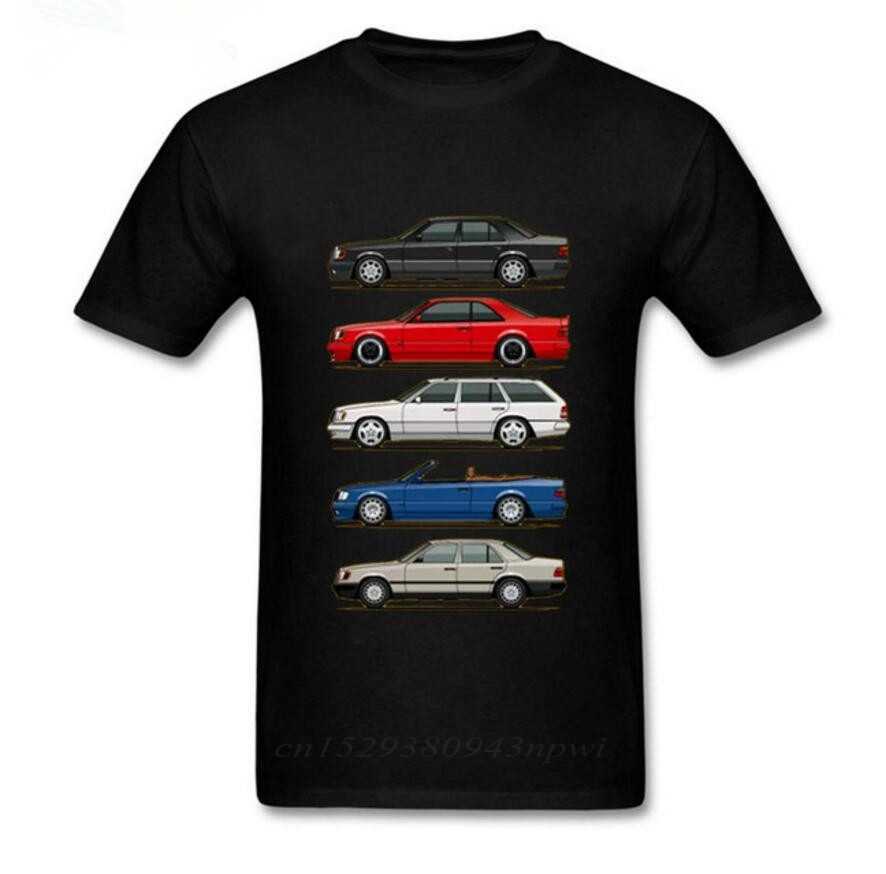 Stack of W124 E Class Men T Shirts Round Collar Tops Short Sleeve O-neck tshirt men Youth Car styling T-shirt 210629