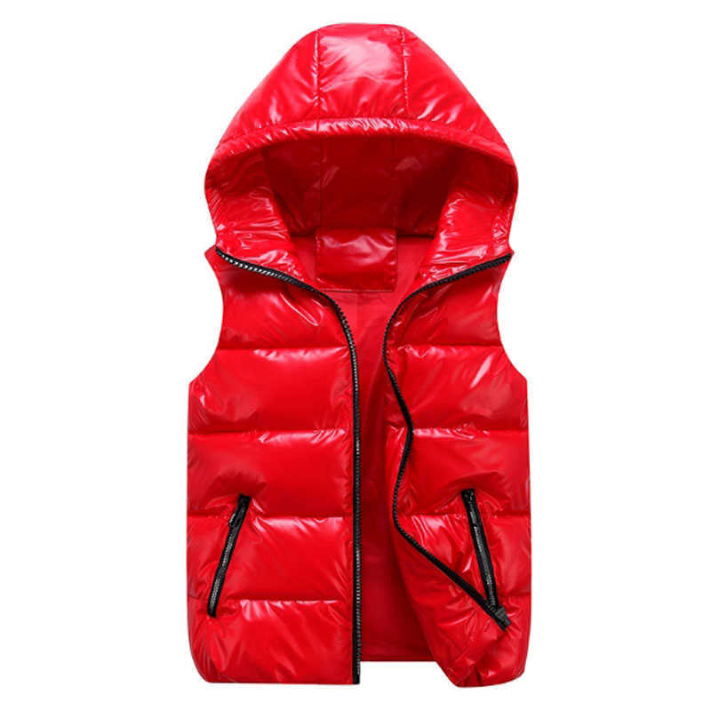 Vest for Boy Children Hooded Warm Outerwear Kids Glossy Coat Baby Girl Sleeveless Jacket Winter Down Padded Waterproof Waistcoat 211023