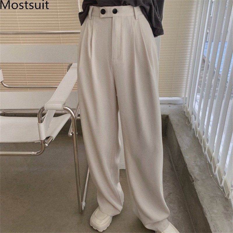 Spring High Waist Wide Leg Suit Pants Trousers Women Buttons-fly Solid Fashion Straight Full-length Femme 210518, Apricot
Spring High Waist Wide Leg Suit Pants Trousers Women Buttons-fly Solid Fashion Straight Full-length Femme 210518, Apricot