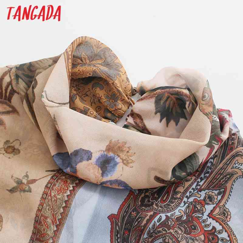 Women Fashion Floral Print Chiffon Blouses Vintage Zipper Female Shirts Chic Tops BE342 210416