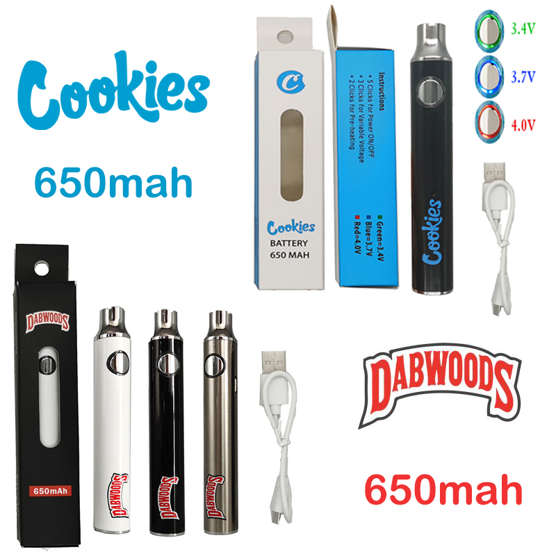 Cookies Vape Pen Batteries Dabwoods 510 Thread Battery 650mAh Preheat Vaporizer Rechargeable Variable Voltage Cartridges Adjustable Battery
Cookies Vape Pen Batteries Dabwoods 510 Thread Battery 650mAh Preheat Vaporizer Rechargeable Variable Voltage Cartridges Adjustable Battery