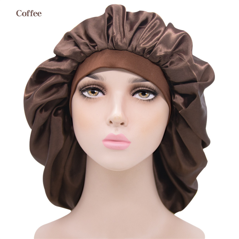 Luxury Designer Extra Large Bonnet Hat Hair Accessories Women Big Size Beauty Print Satin Silk Sleep Night Cap Head Cover Bonnets for woman Hats 10Pcs