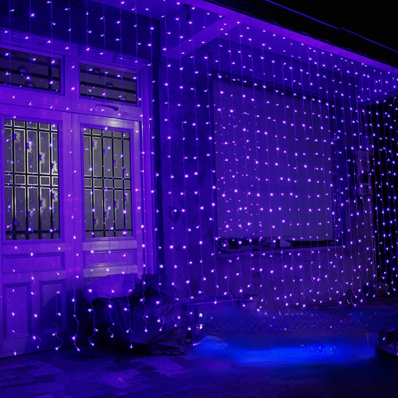 Curtain String Lights 3x6M 9.8ftx20ft Icicle Background Decoration Neon Band LED Lights Flashing Copper Wire UL Plug