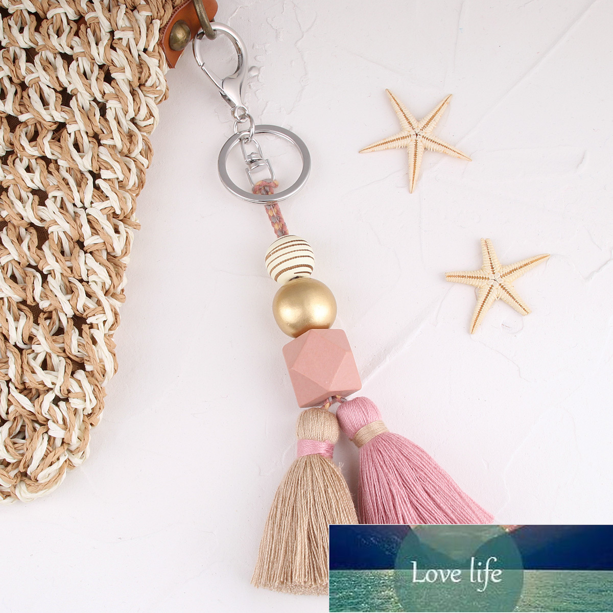 Multicolor Handmade Wood Beads Tassel Keychain Bohemian Key Ring Boho Handbag Accessories Key Holder Jewelry Gifts  Factory price expert design Qualit