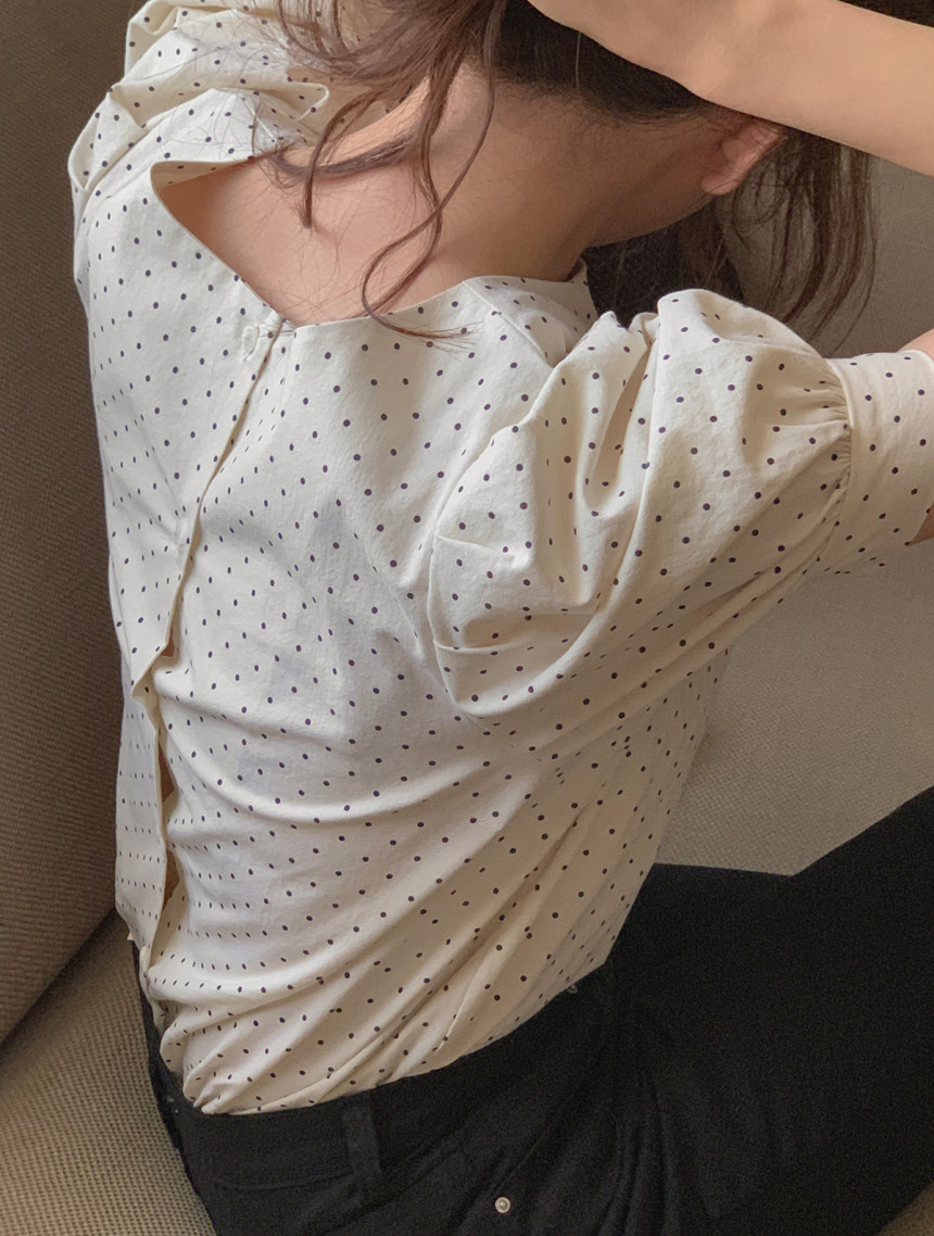 Nomikuma Causal Korean Dot Blouse Shirt Puff Short Sleeve O-neck Womens Tops Spring Summer O-neck Sweet Blusas Mujer 6H265 210427