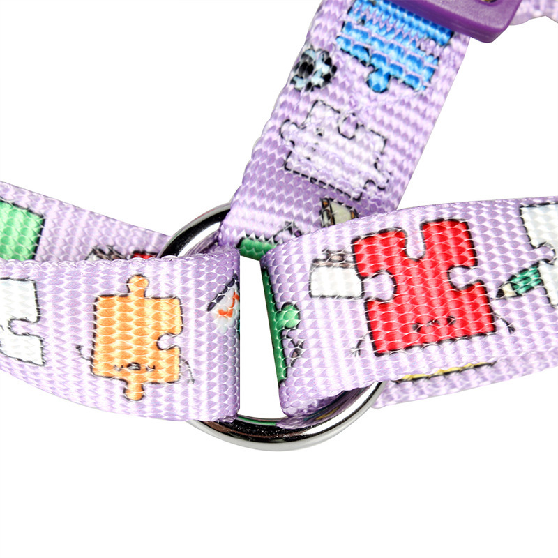 Cartoon Cats Dogs I-shaped Harness Traction Strap Dog Chest Strap Adjustable Nylon Cat Collar Wailking Leash Pet Supply