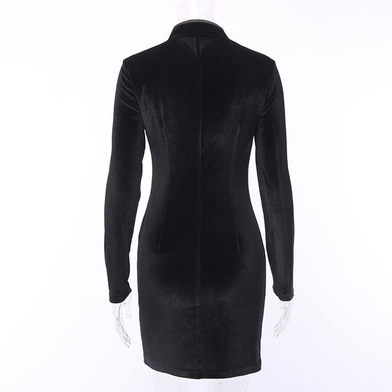 Spring Chinese Style cheongsam Mini Dress Sexy Gothic Long Sleeve Mandarin Collar Sheath Button Black Split Women 210521