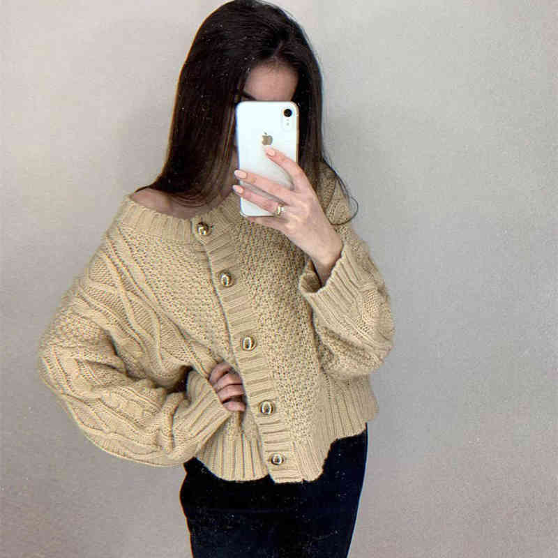 Vintage Thick Lazy Style Mohair Soft Warm Simple Retro Sweet Streetwear Autumn Coats Women Cardigans Short Sweater 210421