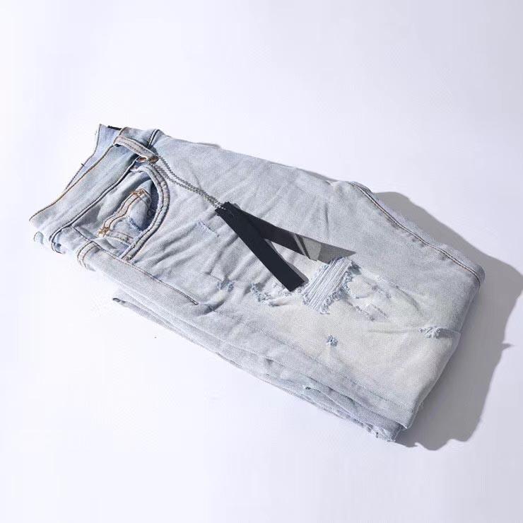 Men Skinny MX1 Distressed Pu Leather Patch Blue Jeans Men's