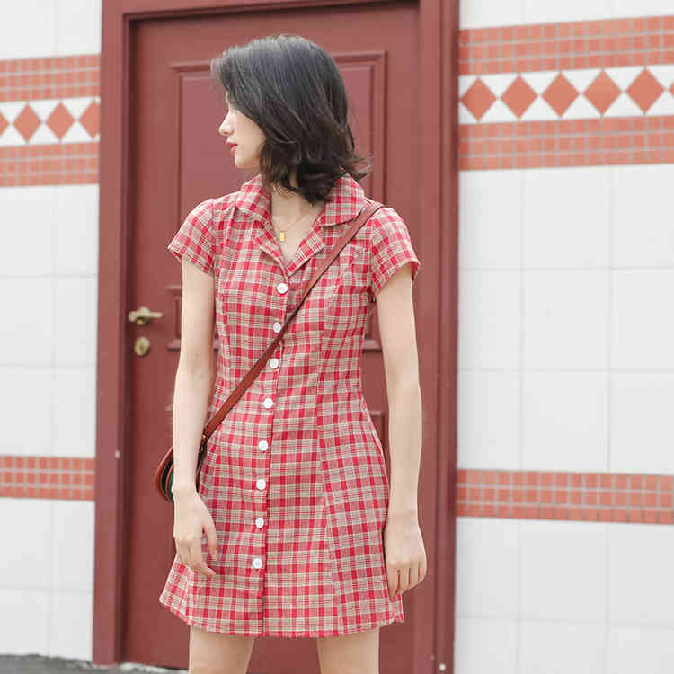 Plus Size Summer Girls Boho Party Female Vintage Dress plaid Sleeve Women Dresses short oversize Robe Vestido 210417Z