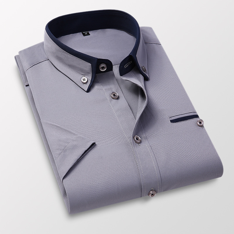 Homme Summer Men Short Sleeved Fashion Solid Twill Male Shirts Formal Business White Camisa Mascua 210331