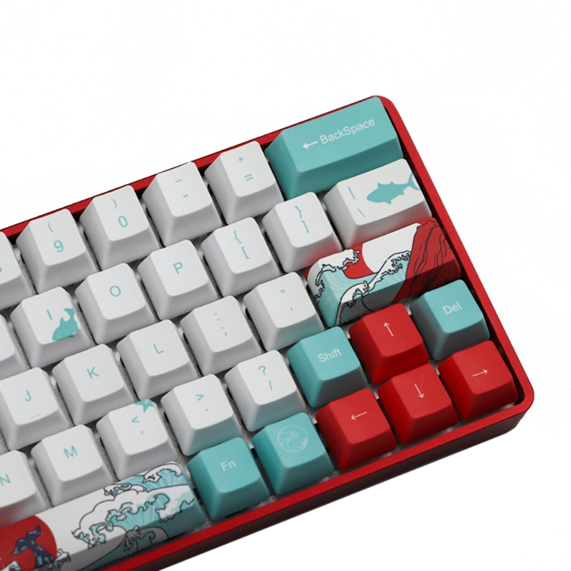 71 Keys Sea Coral Ukiyo-e Keycap Dye Sublimation OEM Mechanical Keyboard Keycap For GH60 XD64 DZ60 GK61 GK64