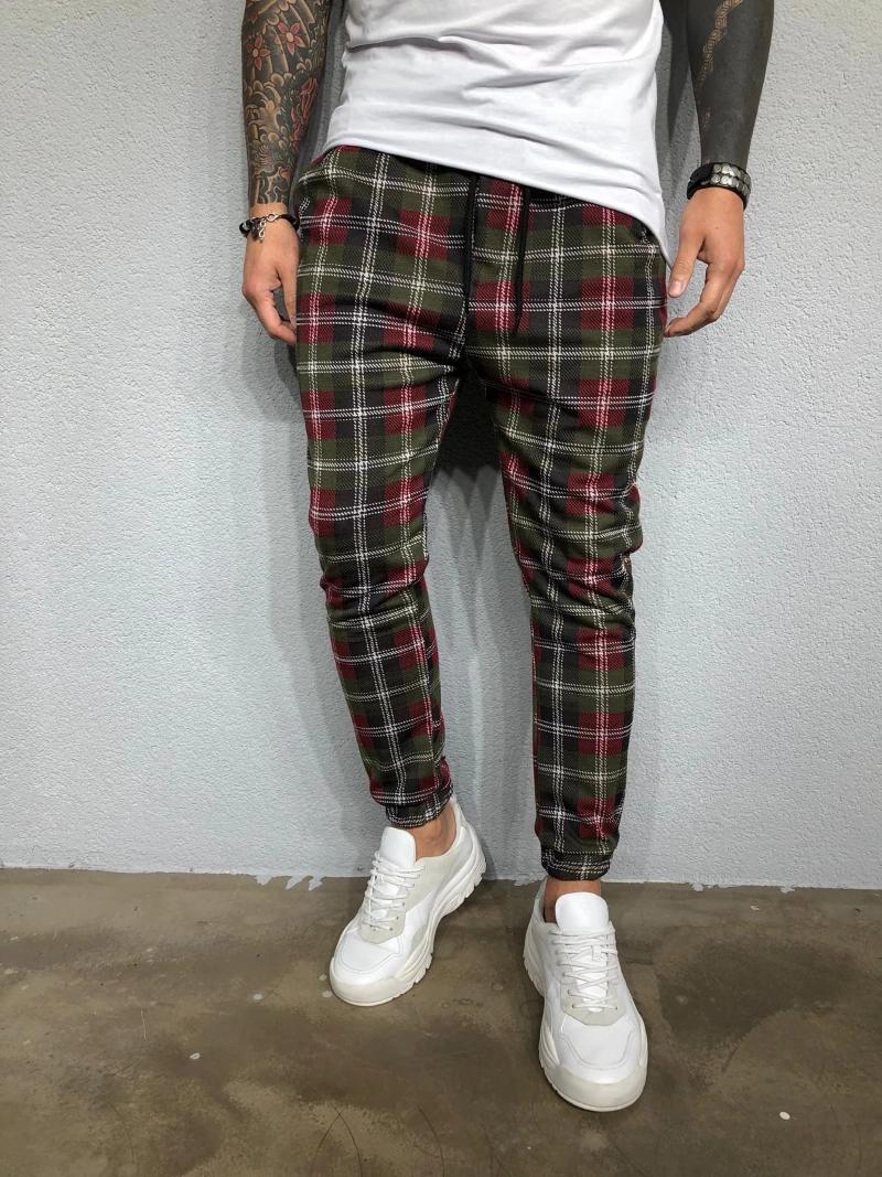 Men's Plaid 3D Digital Printing Casual Fashion Trousers Slim And Shaped Soft Comfortable Pants