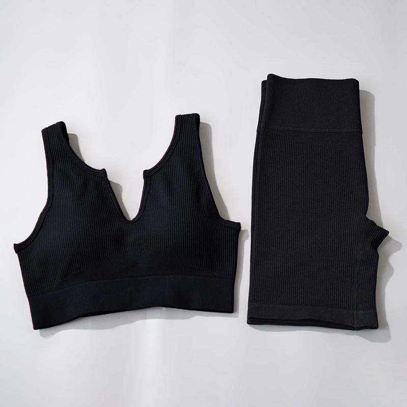 Yoga Outfit 2PCS Seamless Sets Women Gym Clothes Workout Active Wear Fitness Sports Bra And Biker Shorts Set Womens Outfits Summer