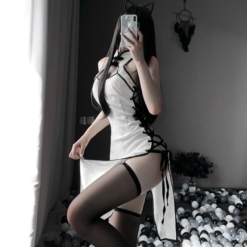 Erotic Anime Cosplay Costume Black and white Ladies Dress Women Lace Outfit Fancy Slim Fit Open Chest Uniform Sexy Cheongsam, Red
Erotic Anime Cosplay Costume Black and white Ladies Dress Women Lace Outfit Fancy Slim Fit Open Chest Uniform Sexy Cheongsam, Red