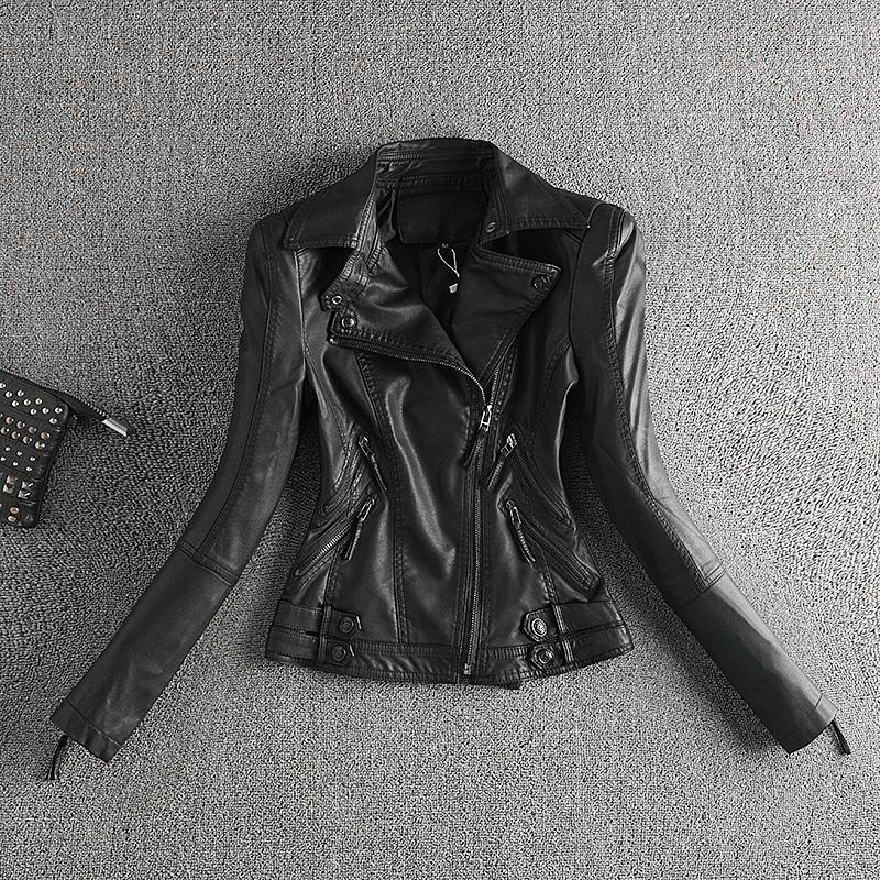 Women's Leather & Faux Women Jacket Motorcycle Punk Coat Autumn Tops Black Soft Pu Jackets Female Zipper Rivet Outerwear
Women's Leather & Faux Women Jacket Motorcycle Punk Coat Autumn Tops Black Soft Pu Jackets Female Zipper Rivet Outerwear