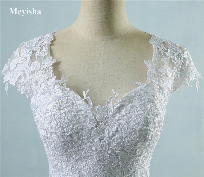 ZJ9085 2021 White Ivory Lace Tulle Wedding Dress for cap sleeve bride dresses plus size maxi formal 2-26W