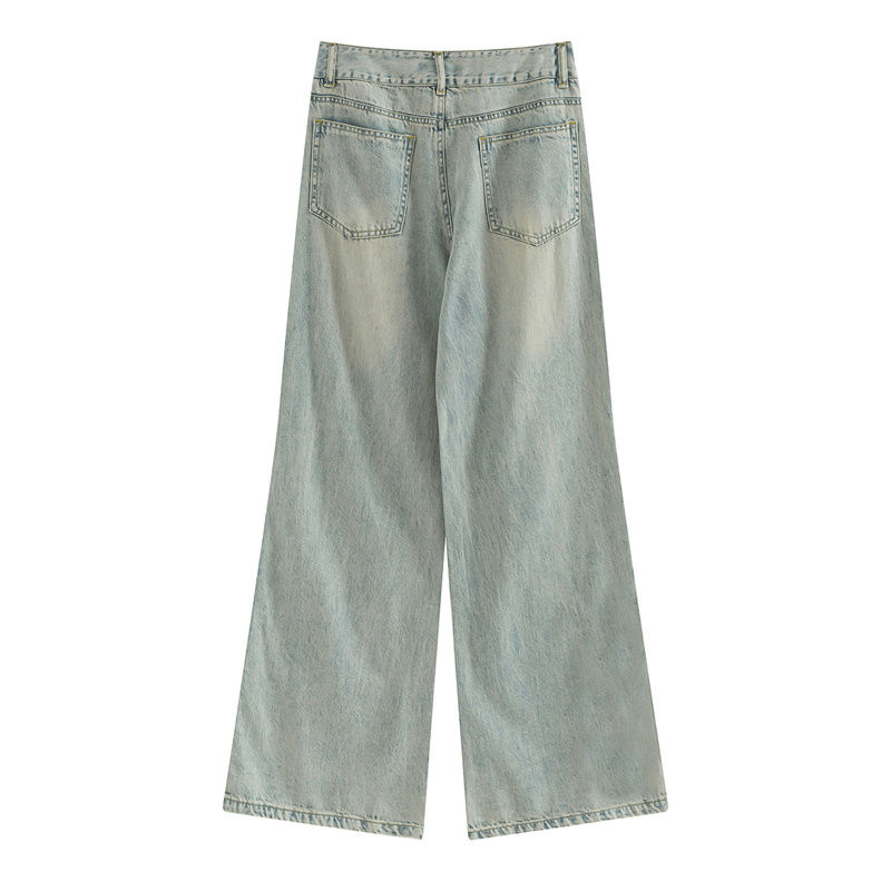 Spring Korea Fashion Women High Waist Ripped Jeans Cotton Denim Wide Leg Pants Slim Ladies Free Belt Plus Size S665 210512