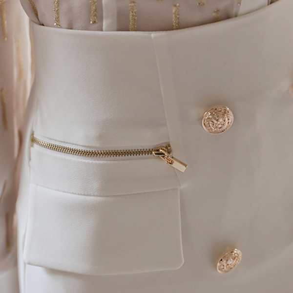 Women's Fashion Office OL 2 Pieces Suits Spring Sexy Turn Down Collar White Shirt Top+ Double-Breasted Bodycon Mini Skirt 210518