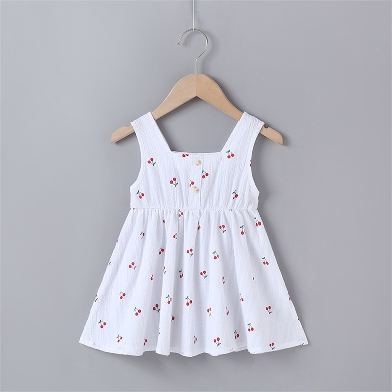 Summer Arrivals Girls Cute Dress Sleeveless O Neck Single Breasted Print Cherry Girl Streetwear 0-2T 210629, White
Summer Arrivals Girls Cute Dress Sleeveless O Neck Single Breasted Print Cherry Girl Streetwear 0-2T 210629, White